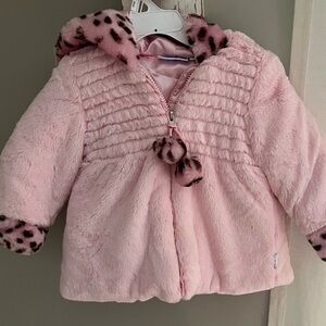 Toddler girls pink fur jacket